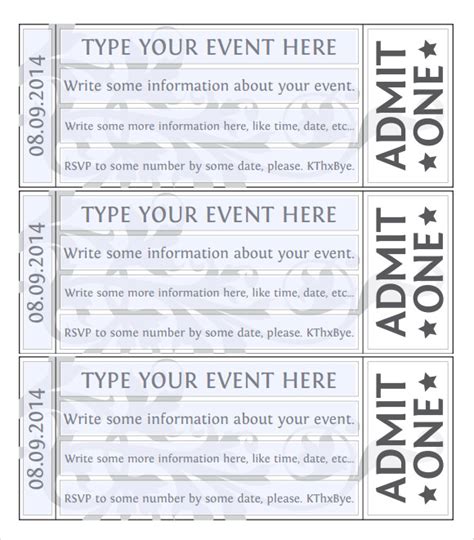 Free Printable Event Ticket Template Free Printable Templates