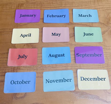 Months Of The Year Flash Card Kids Preschool Learning Etsy