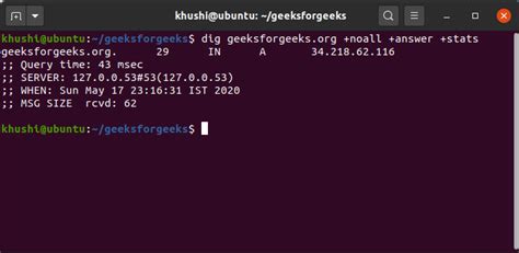 Dig Command In Linux With Examples Geeksforgeeks