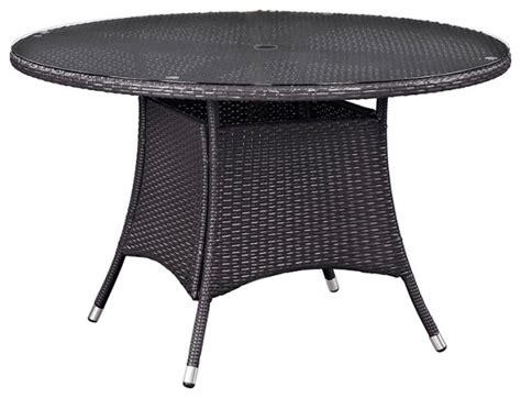 Convene 47 Round Outdoor Wicker Rattan Dining Table Espresso