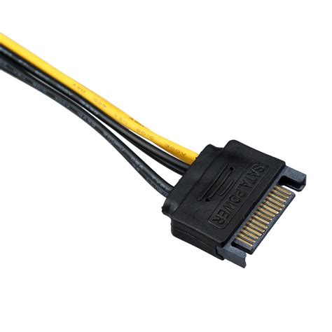 Ecosin2 2pcs SATA Power Cable 15 Pin To 6Pin PCI EXPRESS PCI E Sata