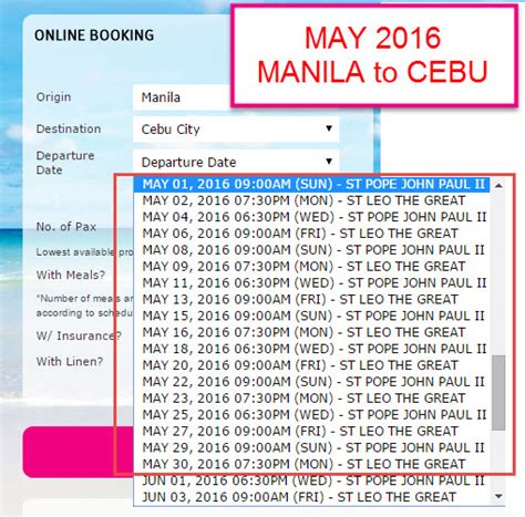 2go Sailing Schedules May 2016 Manila To Cebu Cdo Iloilo Coron