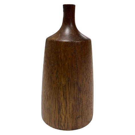 Bill Haskell Signed Carved Wood Turned Olive Wood Vase For Sale At 1stdibs