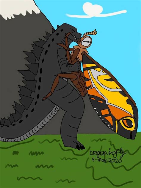 Mothzilla Loving Embrace By Dragonicfly On Deviantart Godzilla
