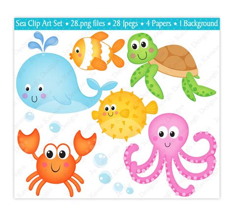 Ocean Animals Clipart Printable This Freebie Includes A Look And