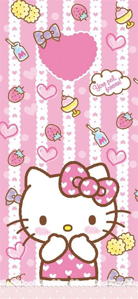 Follow the vibe and change your wallpaper every day! iPhone X Hello Kitty Lock Screen | Seni, Wallpaper ponsel