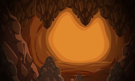 A Underground Cave Scene Premium Vector
