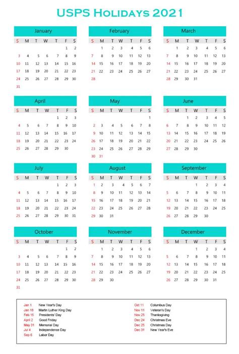 Usps Calendar 2021 With Holidays Archives The Holidays Calendar