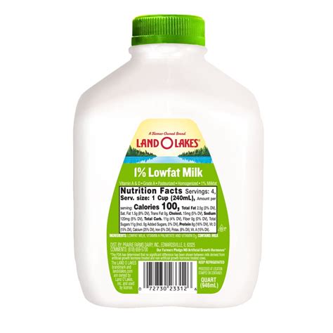 Land O Lakes Milk 1 Milkfat Low Fat Quart 946ml Plastic