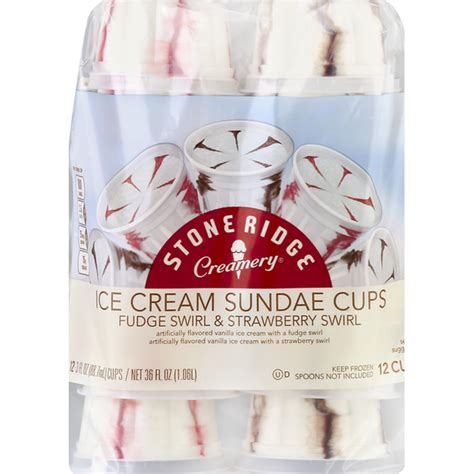 Stoneridge Creamery Ice Cream Sundae Cups Fudge Swirl And Strawberry
