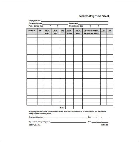 Excel Timesheet Template Semi Monthly Master Template
