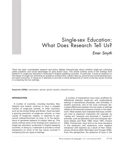 Pdf What Does The Research Tell Us About Single Sex Education