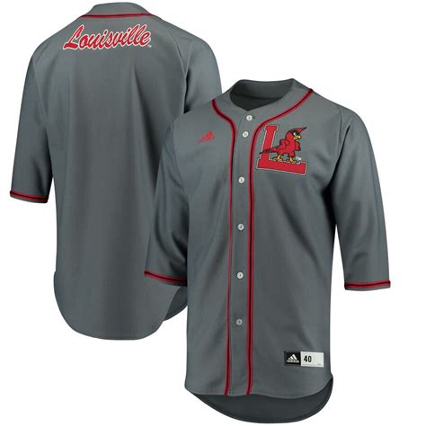 Mens Adidas Gray Louisville Cardinals Authentic Baseball Jersey