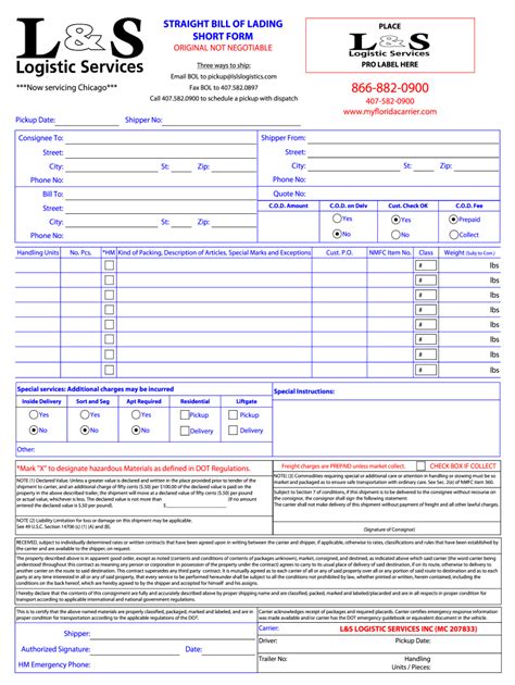 Xpo Bill Of Lading Form Fill Out And Sign Printable P