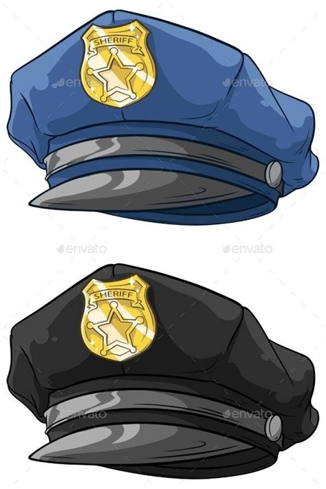 Cartoon Police Hat With Golden Badge Set In 2020 Police Hat Cartoon
