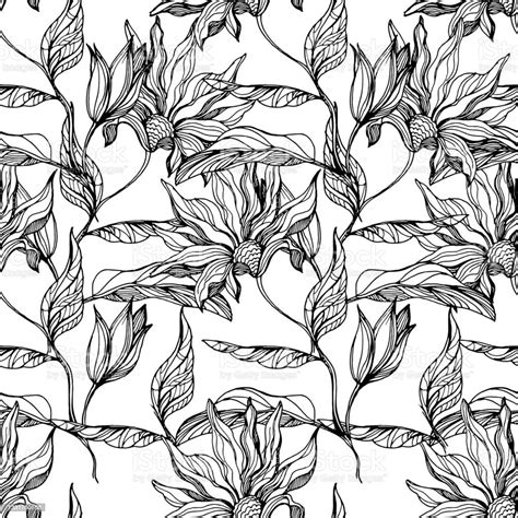 Palm Trees With Flowers Seamless Pattern Neon Color Of Tropical Leaves