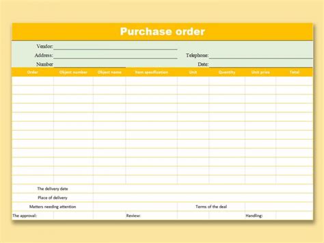 Purchase Order Excel Template Free Download Wps Office Academy