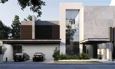 Modern Villa Exterior Design Entrance Façade Behance Behance