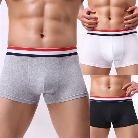 Fashion Sexy Mens Boxer Solid Cotton Breathable Mens Elastic Underwear