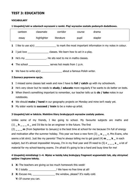 The Worksheet For Test 3 Education Is Shown In Black And White With