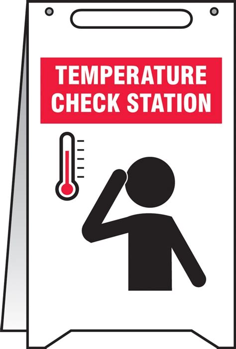 Temperature Check Station Fold Ups® Safety Sign Pfr470