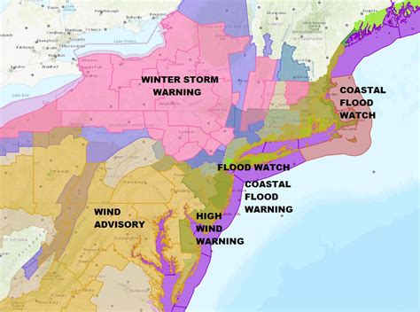 Winter Storm Warnings Snow Forecast Maps Friday Coastal