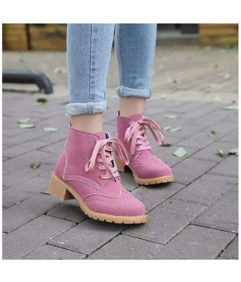 Jivanis Pink Ankle Length Bootie Boots Price In India Buy Jivanis Pink