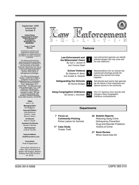 The fbi file for the informant program may be the largest single fbi file in existence, comprising of approximately three quarters of a million pages. FBI Law Enforcement Bulletin - Sept99leb | Millennialism ...