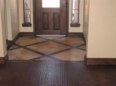 Entryway Tile With Wood Border Home Remodeling House Design
