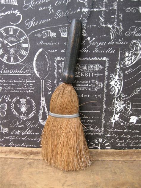 Prim Antique Whisk Broom Black Milk Paint Wood Handle Whisk Broom