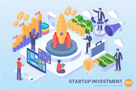 Isometric Startup Investment Vector Concept Design Template Place