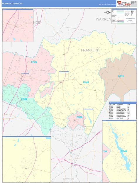 Franklin County Nc Wall Map Color Cast Style By Marketmaps Mapsales