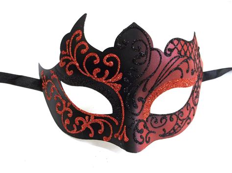 1139 Black Red Venetian Mask Masquerade Mardi Gras Unique Style Men