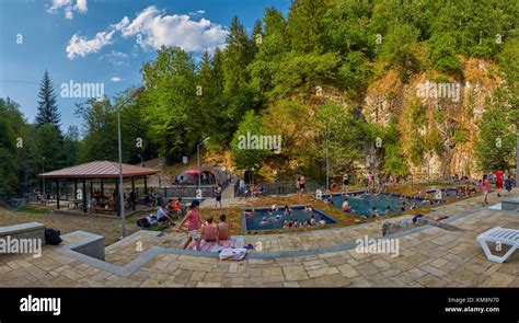 Borjomi Georgia 07 August 2017 Panorama Of People Enjoying Thermal
