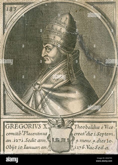 Portrait Of Pope St Gregorius X Engraving From The Summorum Romanorum
