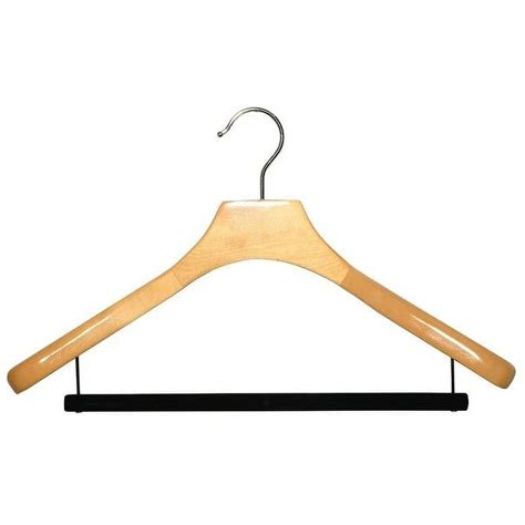 Deluxe Wooden Coat Hanger W Velvet Bar Natural Finish W Chrome