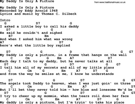 My Daddy Is Only A Picture Bluegrass Lyrics With Chords