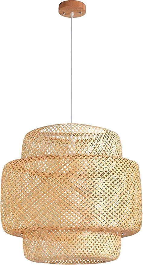 Hand Woven Bamboo Battery Operated Pendant Light Non Hardwired，rattan