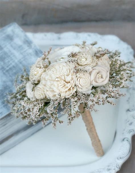 Sola wood flowers wedding bouquet. Sola Flower Bouquet, Cream Sola Flowers, Ivory Sola Wood ...