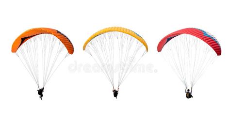 Collection Bright Colorful Parachute Isolated On White Background Stock