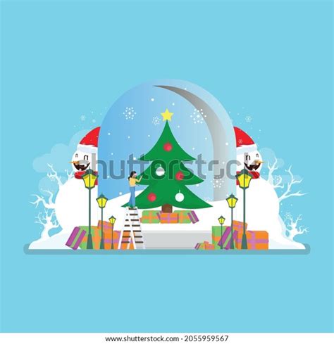 Merry Christmas Winter Wonderland Scene Snow Stock Vector Royalty Free