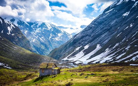 House Plain Norway Snow Mountains Wallpaper 3840x2400 294638