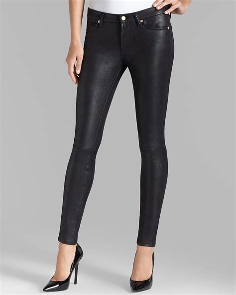 For All Mankind Jeans Crackle Like Leather Skinny Jeans In Black