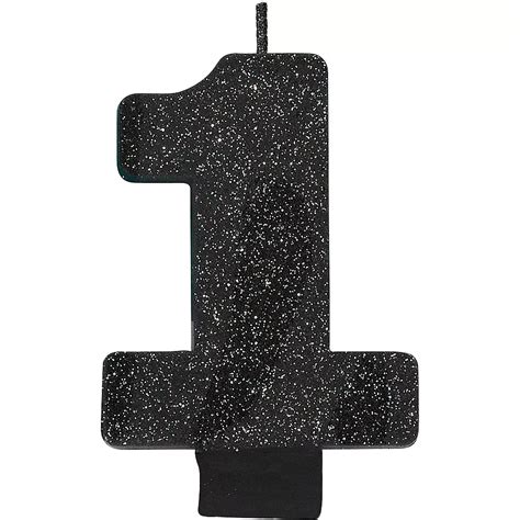 Glitter Black Number 1 Birthday Candle 2 14in X 3 14in Party City