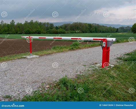 Closed Boom Gate Or Boom Barrier In The Countryside Stock Photo Image