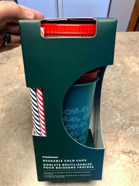 Starbucks 2019 Holiday Christmas Reusable Cold Cups With Straws 24oz 5