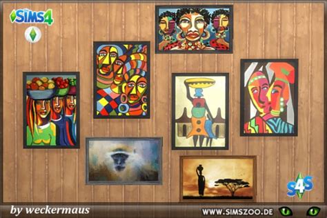 Blackys Sims 4 Zoo African Wall Art 1 By Weckermaus • Sims 4 Downloads