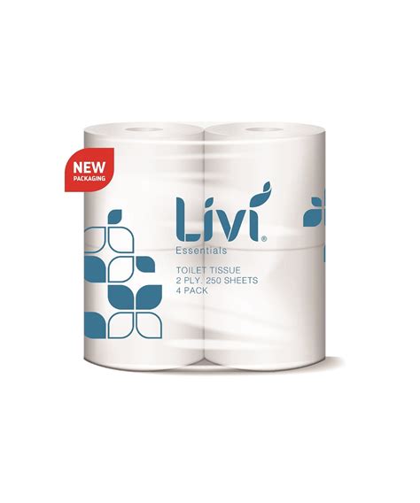 Livi Essentials Toilet Paper 2 Ply 250 Sheet 4 Pack Carton 12
