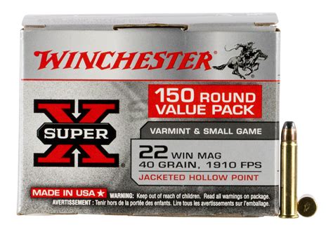 Winchester 22 Win Mag Ammunition U22m150 45 Grain Copper Plated Dynapoint 150 Rounds