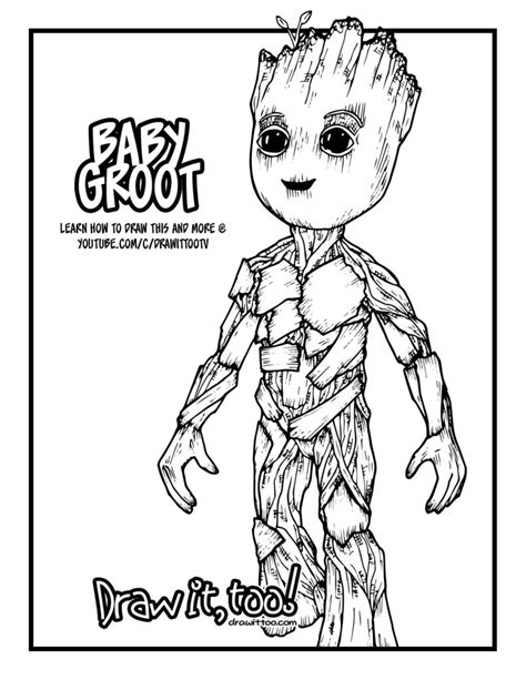 Ac origin coloring pages printable fun for kids. Baby Groot (Guardians of the Galaxy Vol. 2) Drawing ...